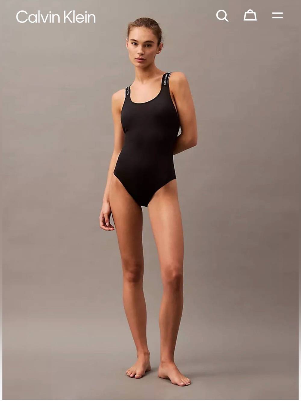 Calvin Klein Black Logo-Trim One-Piece Swimsuit